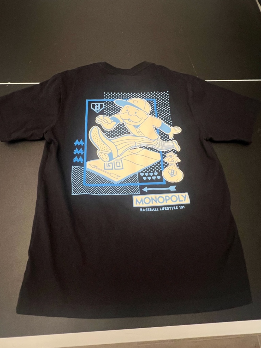 Baseball Lifestyle 101 Black Graphic Monopoly Tshirt
